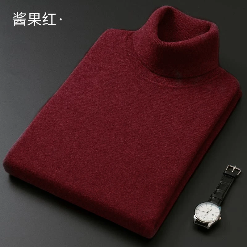 Cashmere and Cotton Blend Turtleneck Men's Pullover 2021 Autumn and Winter Soft and Warm Bottoming Pullover Knitted Sweater