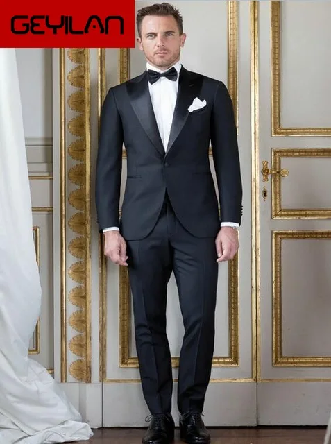 

Classic 2 pieces Black Slim Fit Business Suit Men Casual Formal Wedding Clothing Mens Suits Set (Jacket+Pants)