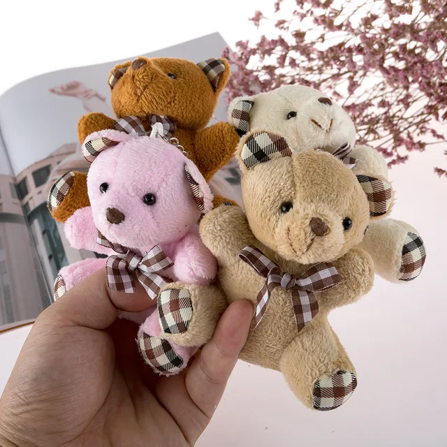 10CM Cute Bow Tie Teddy Bear Keychain Schoolgirl Bag Pendant Little Bear Doll Wedding Throw Christmas Gifts To Boyfriend 3