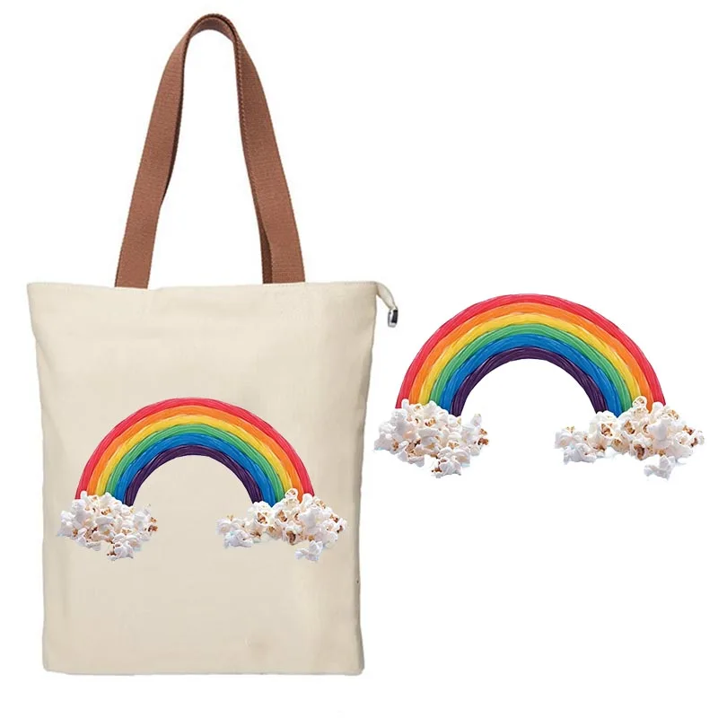

Rainbow And Clouds Iron On Heat Transfer Printing Stickers DIY Patches For Clothes T-shirt Appliques Washable