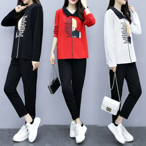 

4xl Plus Size Two Piece Outfits Letter Tracksuit Women 2 Piece Set Women Pant And Top Casual Korean Set Matching Sets Clothes