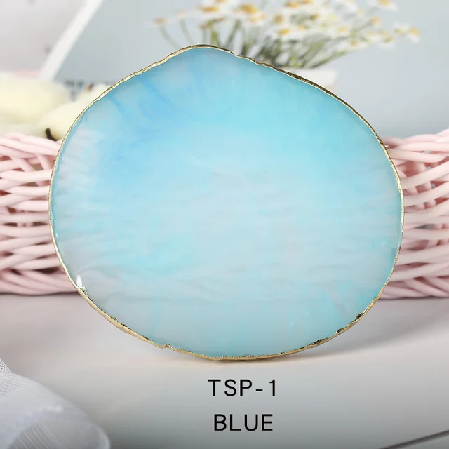 4 Patterns Natural Resin Palette Round Oval Shape Display Plate Nail Art Practice Color Mixer Showing Board Tool TSP-1 4