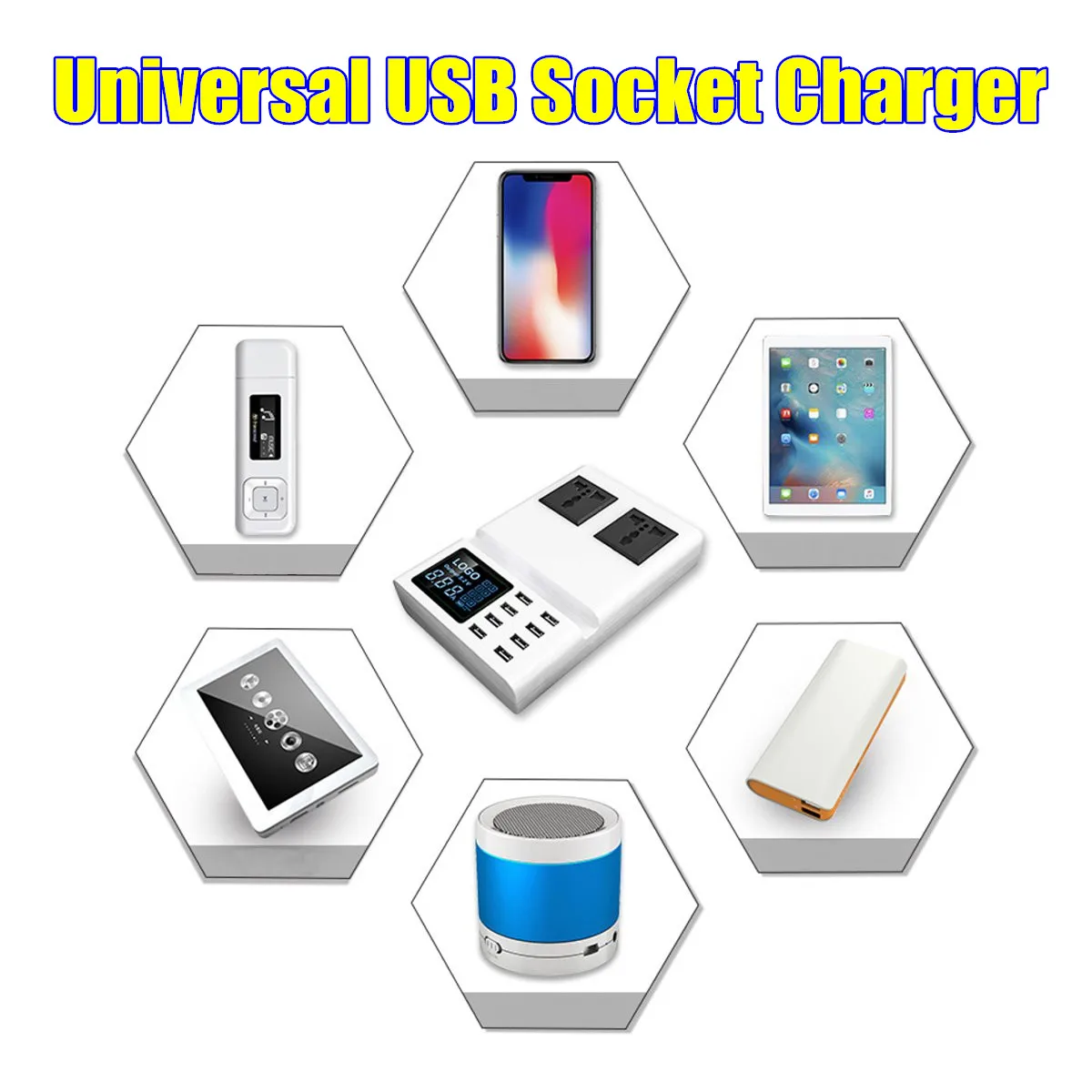 8.2A 8 портов USB зарядное устройство розетка быстрая дорожная настенная зарядная станция ЖК-дисплей