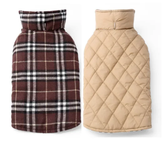 Reversible brown Распродажа по сниженным ценам, куртка для больших собак, пальто, свитер Хэллоуин, джинсовые комбинезоны, низкая цена, Большая распродажа, Зимний плащ - Цвет: Reversible brown