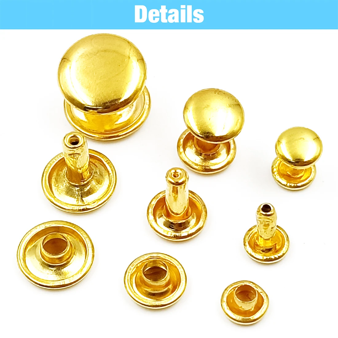 100Sets 5-12mm Metal Double Cap Rivets Stud Round Nail Spike For Leathercraft Repair Shoes Bag Belt Clothing Garment Accessories 100Sets 5-12mm Metal Double Cap Rivets Stud Round Nail Spike For Leathercraft Repair Shoes Bag Belt Clothing Garment Accessories