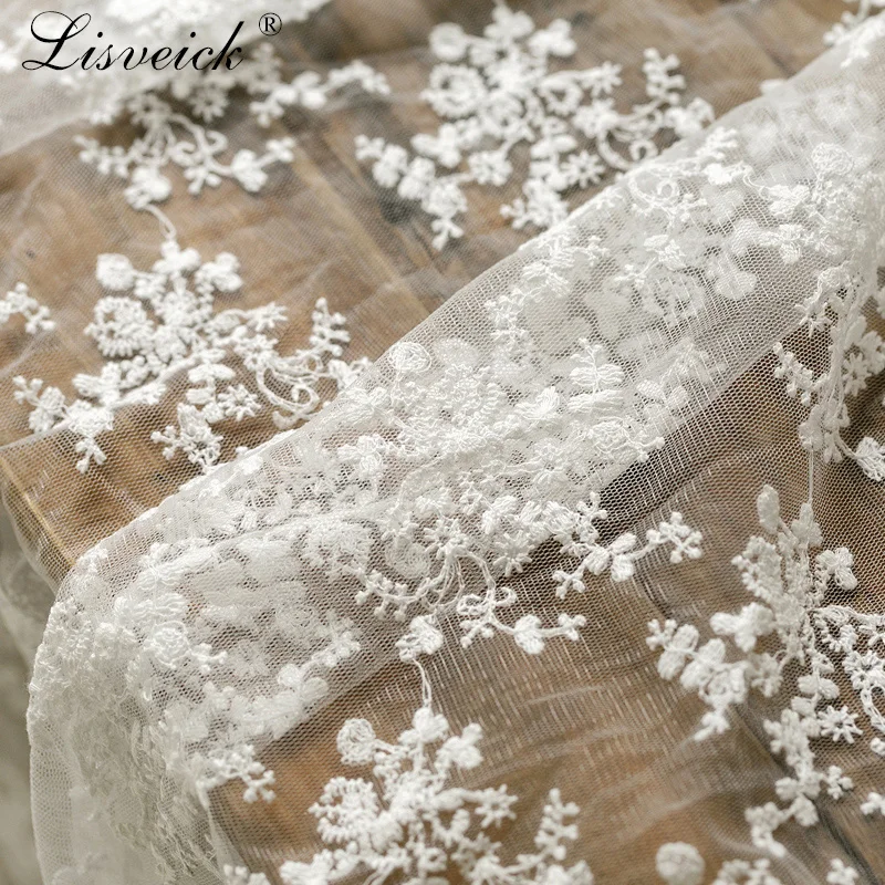 50x145 см белая одежда сетчатая с вышивкой цветы кружевная ткань мягкая пряжа Тюль кружевная ткань свадебное платье одежда материалы украшение дома
