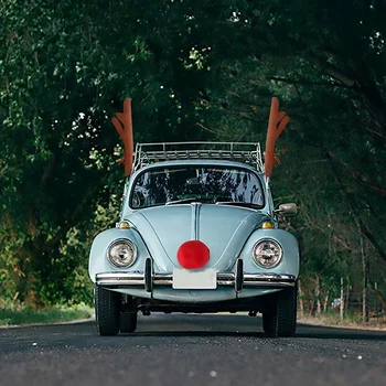 

Reindeer Christmas Decor Car Vehicle Nose Horn Costume Set Rudolf Christmas Reindeer Antlers Red Nose Ornaments Elk Antler