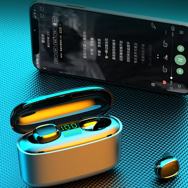 Tws Wireless Bluetooth Headset Wireless Binaural Call In Ear LED Display with Microphone