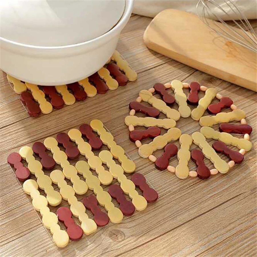 Bamboo Wooden Desk Table Mats Placemat Heat Insulation Pads Against Hot Coasters Pot Pan Cup Mat Kitchen Tool Kitchen Accessor