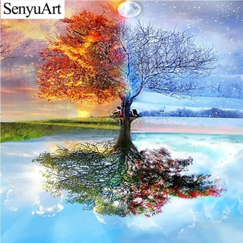 

Drawing Embroidery Mosaic Cuadros Tree Wall art Cross-Stitch Pattern Kits 5d Broderie Diamond Grande Taille Decoration Painting