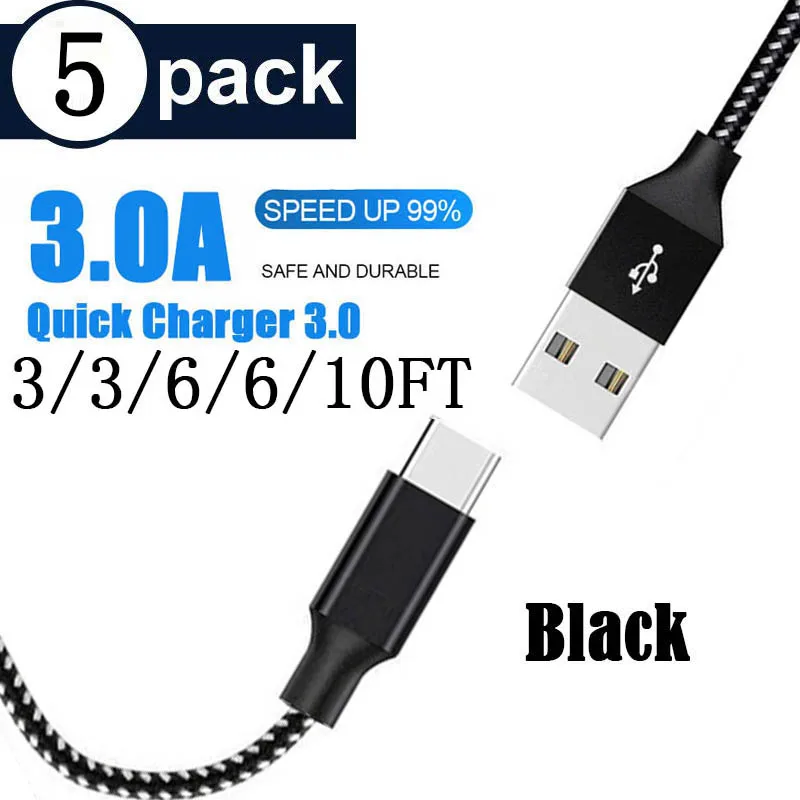 XX Happy 5 упаковка usb type C кабель для samsung S9 Plus S8 huawei USB зарядный кабель провод для быстрого заряда шнур USB C - Цвет: Армейский зелёный