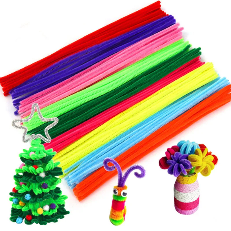 30/50/100 pz 34 tipi di steli di ciniglia colorati scovolini per tubi fatti  a mano fai da te forniture artigianali materiale bambini artigianato