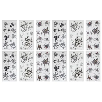 

12 Sheets Face Stickers Safe Waterproof Scary Body Stickers Party Supplies Spider Stickers for Party Halloween Masquerade