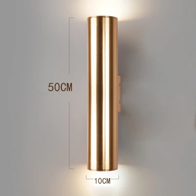 Customized Simple Modern Wall Sconce Lamp Creative Personality Bedroom Bedside Round Aluminum Luxury Champagne Gold Wall Light - Цвет абажура: Dia10 x H50cm 7W