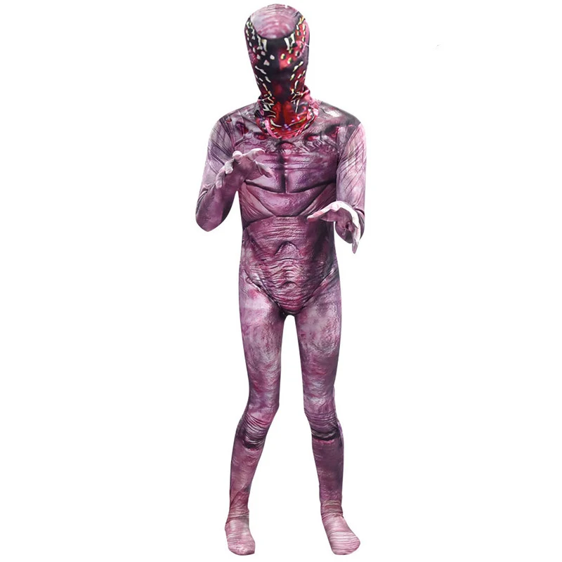Странные вещи, человек-пожиратель, цветок, страшная крестость, косплей, карнавал, вечерние, жуткая одежда, маска зомби, демогоргон, костюм на Хэллоуин - Цвет: costume and mask 4