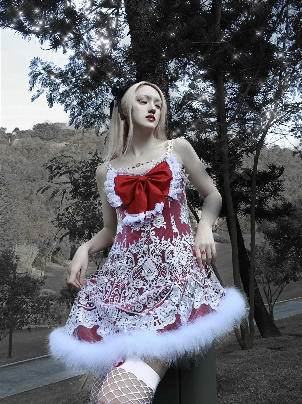 

Christmas Sacrifice Gothic Diablo New Year Sling Dress Bowknot Dress Girl