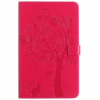 

Smart Cover for Samsung Galaxy Tab A10.1 T580 T585 Emboss Cat Under Tree PU Leather Flip Wallet Stand Case SM-T580 Card Holders