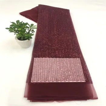 

2020 Latest embroidery Sequins African French Lace Tulle fabric Nigerian High Quality Lace fabric for Wedding Dress b83-3