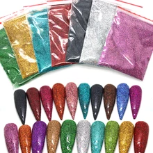 0,2 мм голографический блестящий порошок Сияющий сахар блеск для ногтей пыль хромированный порошок украшения для ногтей 26 цветов 10 г/упак