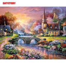 GATYZTORY 3D Алмазная живопись полная квадратная дрель DIY домашний Декор Ремесло Стразы мозаичная картина фото на заказ замок и ручей