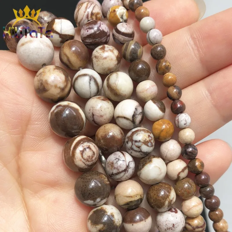 Natural Stone Australia Zebra Jaspers Round Loose Spacer Beads For DIY Jewelry Making Bracelet Accessories 15'' 4 6 8 10 12mm |
