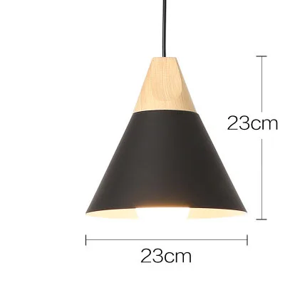 23cm Black Современный светодиодный подвесной светильник в скандинавском стиле из дерева, для кафе, ресторана, спальни, кухни, разноцветное украшение для дома, алюминиевый светильник - Цвет корпуса: 23cm Black