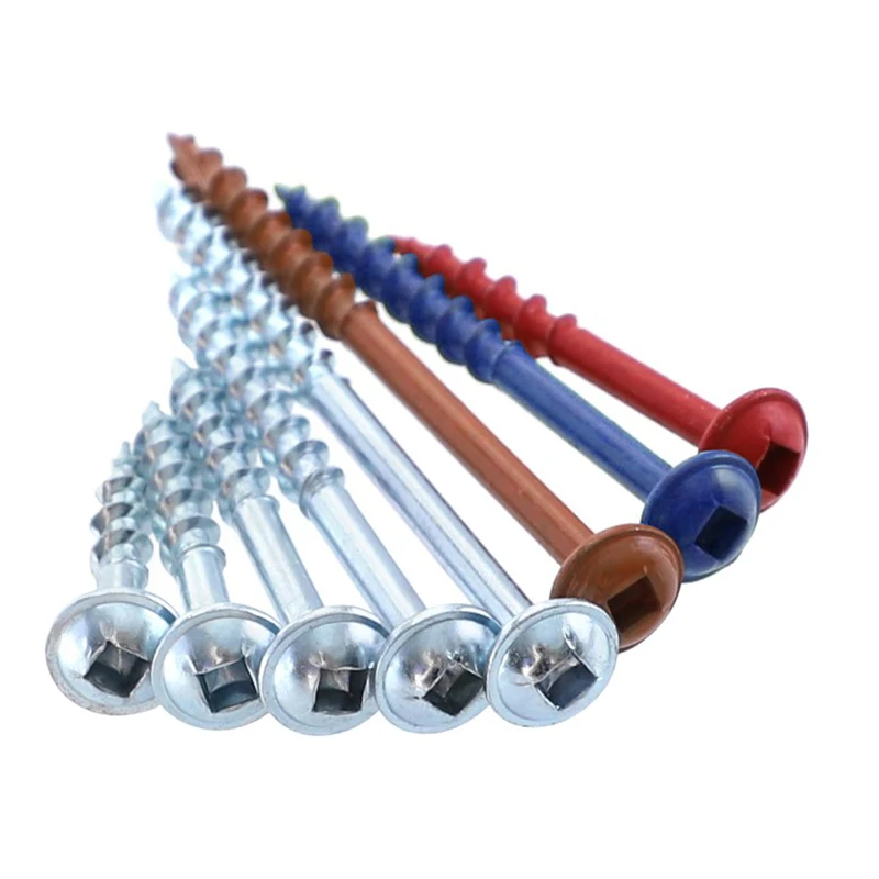 포켓 홀 나사, 굵은 나사, 목공 셀프 태핑 나사, 비스듬한 홀 나사, 사각 드라이버, SQ2, 25-63mm, 100 개