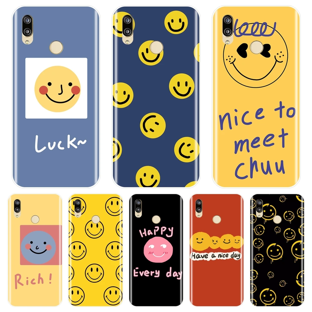 Yellow Smile Back Cover For Huawei P9 Lite Mini P10 Plus P20 Pro P Smart Silicone Phone Case P8 2017 | Мобильные телефоны и