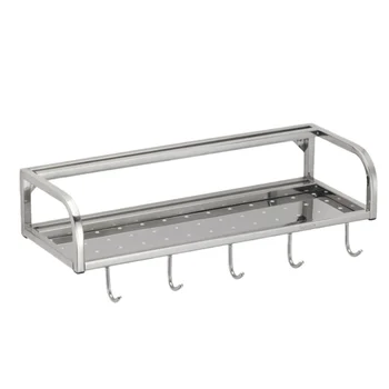 

1 Set Knife Holder Wall-mounted Fine Shelf with 5 Hooks Spices Seasoning Shelf Cookware Organizer