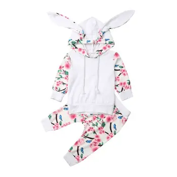 

Newborn Kids Baby Boy Girl Clothes Rabbit Ear Hooded Tops+Pants Outfits Autumn Clothes Set 0-24 months
