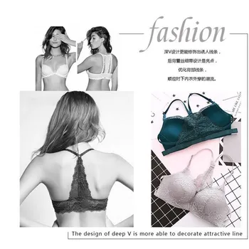 

Non-Steel Ring Front-Closure Bra Beauty Back Sexy Solid Seemless Push up Comfortable Fully Lace Underwear Sui