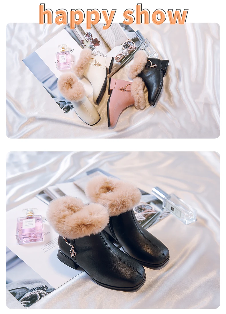 CCTWINS Kids/ г.; Зимние Новые короткие ботинки для маленьких девочек; модная детская обувь с мягким мехом; детские розовые теплые ботильоны принцессы; FB1785