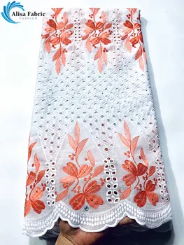 

Alisa African 100% Cotton Lace Fabrics Latest Embroidery Design Nigerian Lace Fabrics 5 Yards/pcs For Decoration XS03058835-90