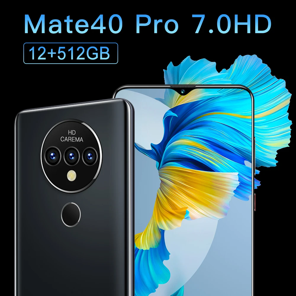 Global Version Ultra Thin Mate40 Pro Smartphone 6000mAh Full Screen 7.30 Inch Deca Core 8GB 512GB 4G LTE 5G Network Cell phones