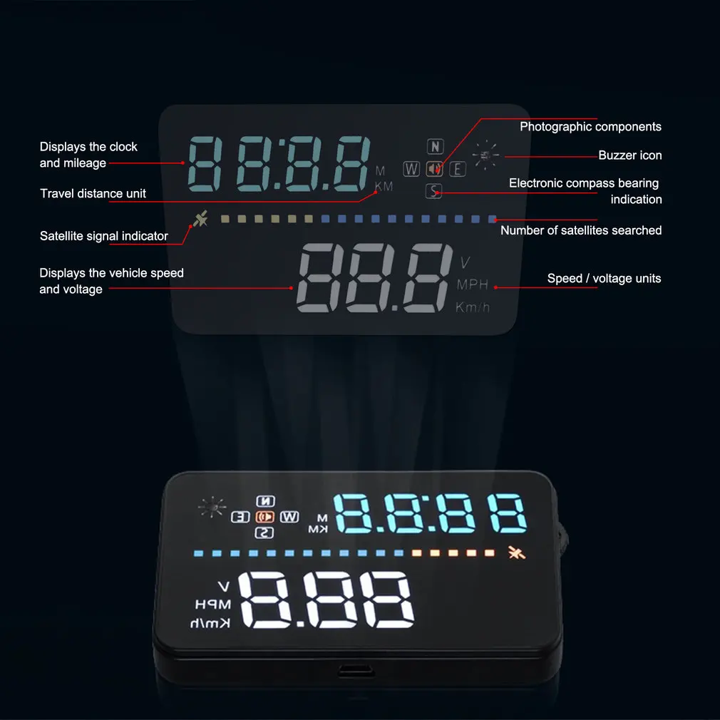 Универсальный Автомобильный дисплей 3," A3 Hud с OBD2 Предупреждение о превышении скорости Plug& Play, скорость двигателя, температура воды