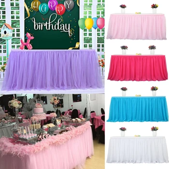 

New Table Skirt Decorative Tutu Table Skirt for Birthday Party Wedding Gathering Tableware