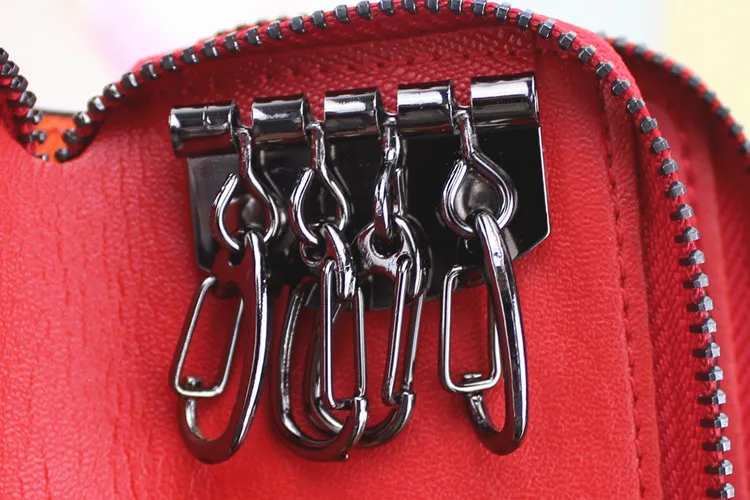Cross Border Supply of Goods Cross Pattern Leather Key Bag Multi-functional Double Layer Zipper Key Bag New Style Key Leather Ca