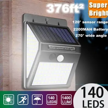 

140LED Solar Wall Light Outdoor Solar Powered Lamp Sunlight Waterproof PIR Motion Sensor Street Light for Garden Decoration