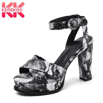 

KemeKiss Platform Sandals Super High Heels Summer Women Shoes Sexy Snakeskin Buckle Shoes Thick Heel Shoes Size 34-41
