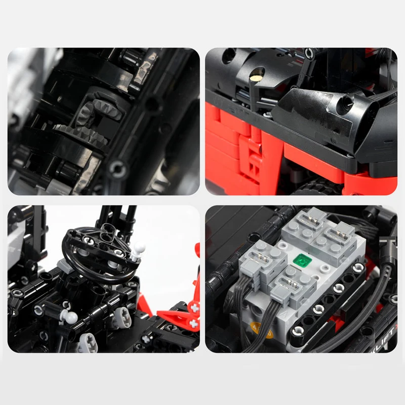 BuildMOC Technic Motor Power Custom Forklift Mk II Buildling Blocks Bricks Set Compatible MOC 3681 Forklift Model for Children