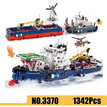 

3370 Technic Series 1342Pcs 2in1 Ocean Explorer Model Building Blocks Bricks Compatible 42064 Children Toys Gift