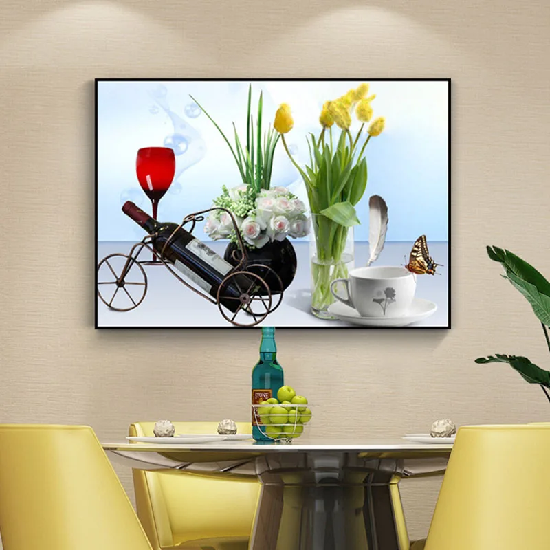 

5D diamond painting new red wine cup plant stone bedroom decora embroidery stick drill cross stitch2019 home decor new year gift