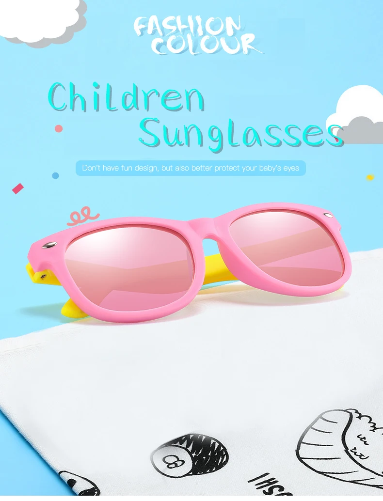 Rubber Polarized Sunglasses Kids TR90 Boys Girls Mirror Polaroid Sun Glasses Silicone Safety Glasses for Children Baby_voghion.com
