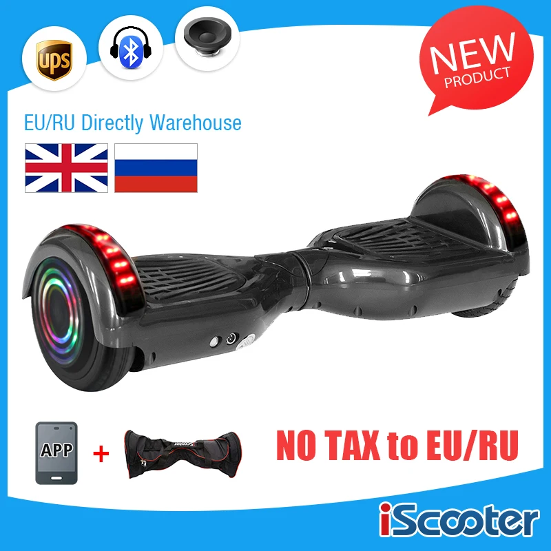 

iScooter Electric Skateboard Hoverboard Self Balancing Scooter Two 6.5 inch Wheel With Led Bluetooth Speaker 6.5 inch Hoverboard