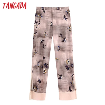 

Tangada fashion women floral print vintage suit pants trousers buttons office lady pants pantalon BE696
