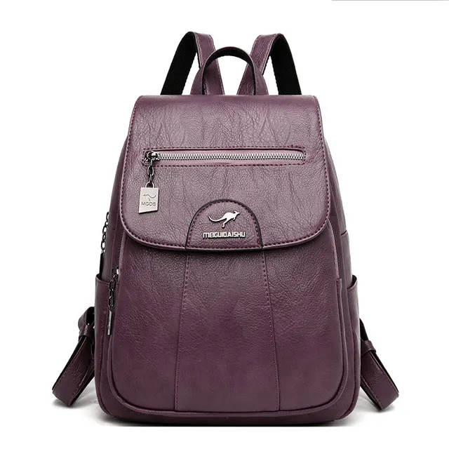 5 Color Women Soft Leather Backpacks Vintage Female Shoulder Bags Sac a Dos Casual Travel Ladies Bagpack Mochilas School Bags 2