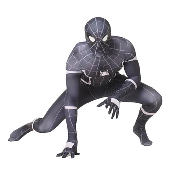 

Superhero Black Spider Boy Costume Adult Man Halloween Carnival Superman Hero Cosplay Party Funny Dress Up Full Bodysuit