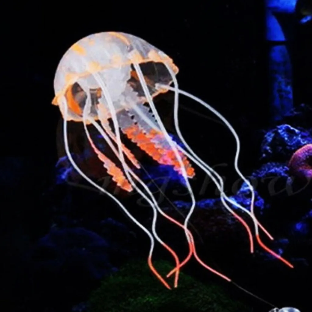 Artificial Swim Glowing Fake Jellyfish Aquarium Decoration Fish Tank Underwater Live Plant Luminous Ornament Aquatic Landscape