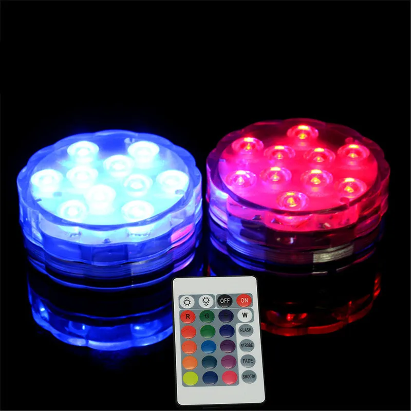 4 Pcs Underwater LED Lights Waterproof Multi Color Remote Control Wireless LED Lights for Pool Fountain Aquarium Party Vase Base
