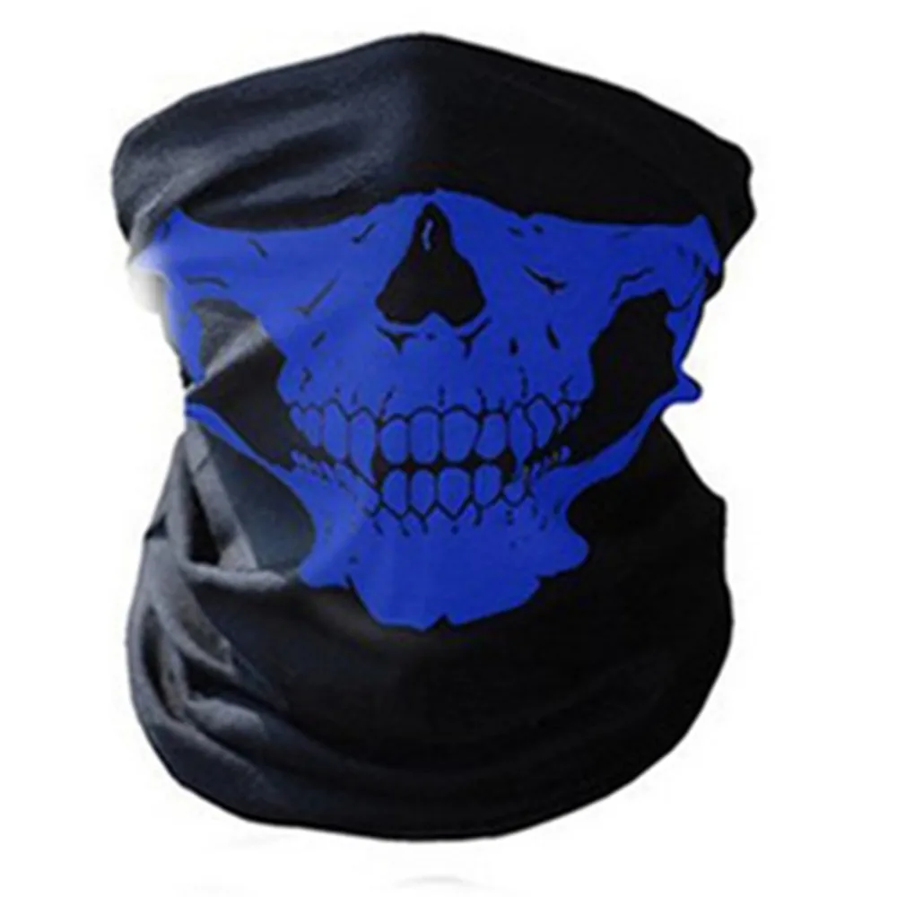 Black Full Face Shield Mask Winter Balaclava Face Motorcycle Windproof Face Mask Ghost Tactical Mask 3D Skull Sport Neck Warm - Цвет: Синий